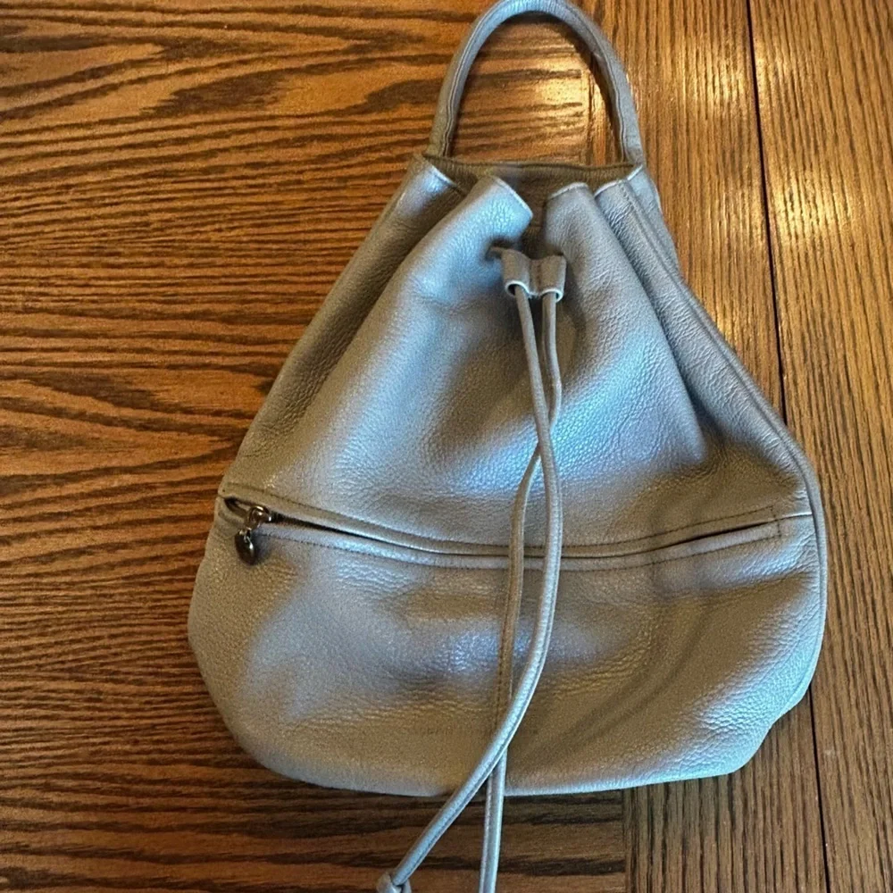 Stone Mountain Taupe Leather Satchel Drawstring
